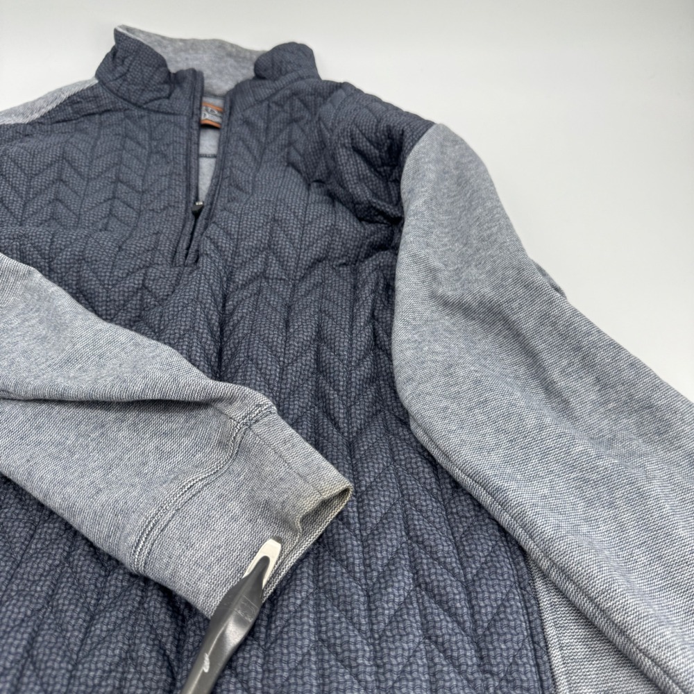 Straight Down Mens Zip Pullover Gray Quilted Chip… - image 6
